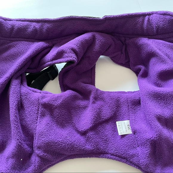 Fleece Lined Dog Jacket Black/Purple Size XXL - Picture 10 of 11